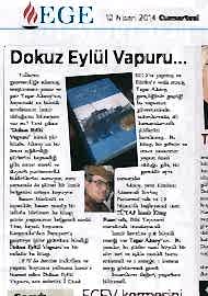 Dokuz Eylül vapuru Milliyet Ege kapağı